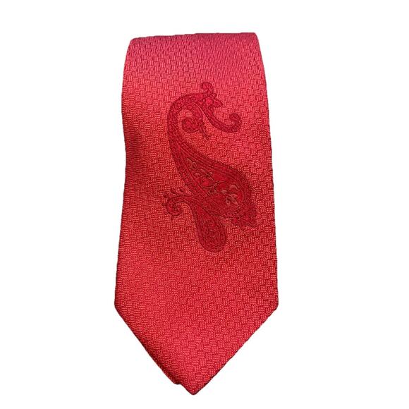 Robert Graham Men’s Red Silk Tie 3.5” Paisley Embroidered Print Pattern USA - Picture 2 of 8